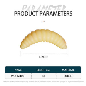 50ชิ้น2ซม. 0.3ก. พลาสติกหนอนด้วงอ่อนเหยื่อตกปลายางกุ้งล่อปลาคาร์พสำหรับตกปลากระแสเรืองแสงกลิ่นหนอน - Product Image 4