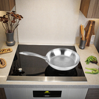 Poêle à frire de qualité professionnelle en acier inoxydable 304 avec cœur en aluminium triple, finition satinée, compatible gaz et induction, durable et écologique