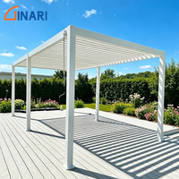 Pergola automatique à lames orientables en aluminium, thermolaquée, imperméable, pour terrasse extérieure, jardin résidentiel, villa