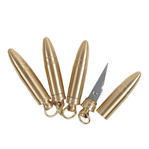 Brass Bullet Knife Keychain Handmade Metal Craft Pendant For <b>Keyring</b> Gift - Product Image 4