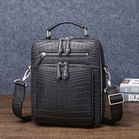 Tas Selempang Bahu Pria Pola Perut Buaya Matte Vintage Baru Tas Kotak Modis Katun Tahan Air Nilon Kelas Atas