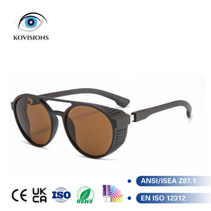 <span class=keywords><strong>Gafas</strong></span> de <span class=keywords><strong>Sol</strong></span> Redondas Steampunk para Hombre, Estilo Industrial con Protectores Laterales, <span class=keywords><strong>Gafas</strong></span> de <span class=keywords><strong>Sol</strong></span> Retro para Motociclistas, UV400 KV-S901 - Product Image 1