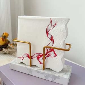 Disposable Paper Napkins 250mm Square Three Layer White With Red Ribbon Design For Birthday Parties And Special Occasions - Product Image 1