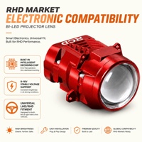 Phare LED Bi-faisceau 72W ultime à optique hyperboloïde, boîtier rouge standard 3,0 pouces, 12V 6000K, prise en charge du logo personnalisé, Nouveau