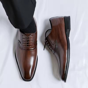 Nouvelles chaussures Oxford en cuir pour hommes, fabriquées à la main, de luxe décontracté britannique, chaussures de cérémonie, chaussures professionnelles, chaussures de bureau - Product Image 3
