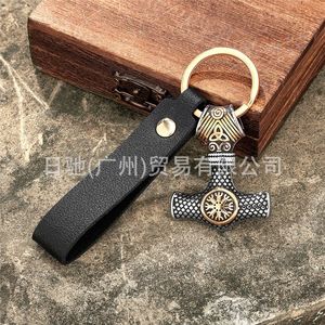 Porte-clés Marteau de Thor en Acier Inoxydable, Pendentif Rune Vintage, Accessoire en Cuir pour Homme, Cadeau - Product Image 4