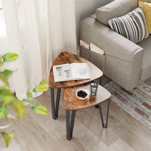 VASAGLE-Mueble industrial para sala de estar, mesa de centro anidada, Juego de <span class=keywords><strong>3</strong></span> mesas auxiliares pequeñas de madera, mesas auxiliares apilables - Product Image 6