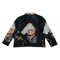 Couverture polaire vintage surdimensionnée en tissu jacquard premium avec imprimé icône, style streetwear hiver, fermeture éclair, type tapisserie