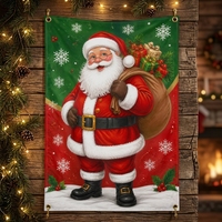 Drapeau de Noël personnalisé 3x5 pieds, double face, 100% polyester, motif Père Noël avec œillets, pour extérieur, vente en gros