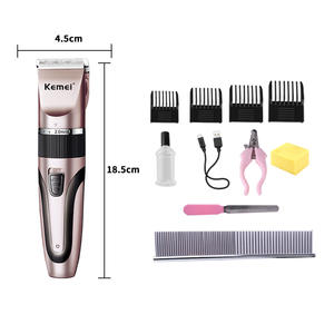 Cortadora de pelo para mascotas Kemei, recortadora eléctrica recargable de 18,5 cm para perros y gatos con accesorios - Product Image 1