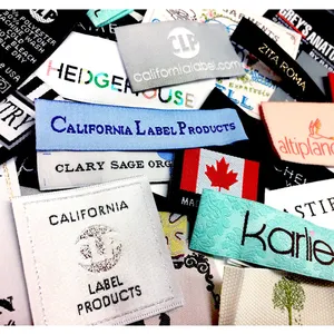Custom printing care hang tags woven size labels for clothing woven garment label