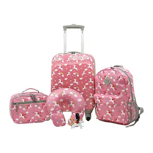 Famiglia di bambini di vendita calda Set borsa da scuola carina su ruote Set di valigie per bambini per ragazzo ragazza per viaggi scolastici all'aperto