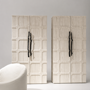 Armadio da Pranzo Idao in Legno Massello, Stile Vintage Francese, Medievale, Ispirato al Japandi, Stile Nordico - Product Image 4