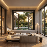 Ventana Abatible Moderna de Aluminio con Rotura de Puente Térmico, Eficiente Energéticamente, Aislamiento Térmico, Doble Acristalamiento Templado Low-E 6063 T5 para Villa