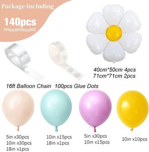 Set di palloncini per feste con margherita transfrontaliera <span class=keywords><strong>compleanno</strong></span> per bambini baby one-year-old daisy balloon arch balloon chain decoration - Product Image 2