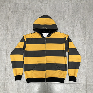 Custom Color Logo Craft Stripe 100% Cotton Men's Hoodies Sweatshirts Zip-up Streetwear Heavyweight 555 Hoodie <b>for</b> Men - Product Image 1