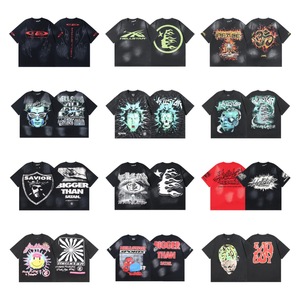 Nueva Camiseta de Moda Estilo Retro, Holgada, de Algodón Puro, Manga Corta, con Estampado de Estrellas <span class=keywords><strong>y</strong></span> Letras, para Hombre <span class=keywords><strong>y</strong></span> Mujer, NFC - Product Image 4