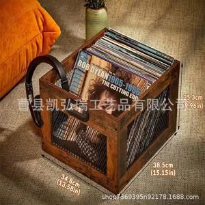 Wooden <b>record</b> <b>holder</b>, classic cube <b>record</b> organizer, brown vinyl <b>record</b> rack - Product Image 2