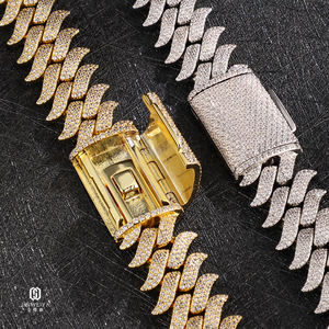 שרשרת קובנית מצופה כסף סטרלינג 925 איכותית ופופולרית 16 מ\\\"מ לגברים בסגנון היפ הופ עם מוסאנייט, שרשרת קובנית מיאמי - Product Image 2