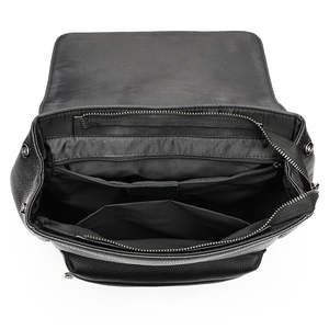 กระเป๋าเป้ใส่แล็ปท็อปหนังแท้สำหรับผู้ชาย, กระเป๋าเป้สะพายหลังใส่แล็ปท็อปขนาด14นิ้วมีซิปรูดซับในทำจากโพลีเอสเตอร์ - Product Image 4