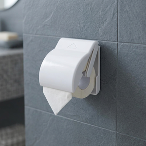Porte-papier toilette mural pour villa, design moderne en plastique blanc, sans perçage, pour salle de bain - Product Image 3