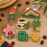 Épinglette en métal émaillée personnalisée OEM ODM, souvenir de voyage Colombie, badge culture du café, montagne arc-en-ciel, gemme précieuse