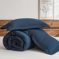 Ensemble de literie en coton égyptien de haute qualité couette bleu marine motif solide géométrique personnalisable pour hôtels maison usine directe