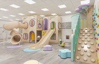Équipement de jeu intérieur compact pour boutique, incluant une piscine à balles Macaron et une balançoire, pour projets haut de gamme de garderies et d'écoles maternelles