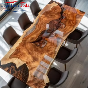 Table en résine personnalisée de style luxueux et élégant pour salle à manger, haute transparence, protection de l'environnement, vente en gros - Product Image 3
