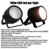 Projecteur LED COB DMX512 100W Blanc Froid/Blanc Chaud/RGBW pour Public, Scène et Studio