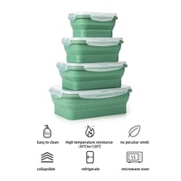 Boîte à bento pliable portable de grande capacité, en silicone de qualité alimentaire, boîte à lunch pliable