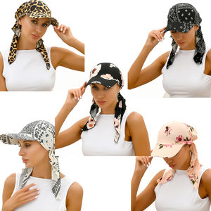 נשים מגוון רחב הדפסה פייזלי בנדנה ראש צעיף כובע קיץ מתקפל אנטי-v גולף כובע שמש - Product Image 6