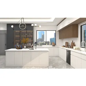 Индивидуальные Высокие технические модульные пользовательские цвета деревянные кухонные шкафы мебель современный белый кухонный шкаф современный стиль