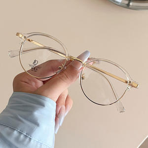 Nouvelle monture de lunettes demi-cerclée TR90 ronde, anti-UV et anti-lumière bleue, unisexe, taille moyenne, verres AC, pont nasal standard - Product Image 5