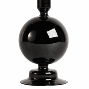 Porte-bougie décoratif en verre, base ronde noire, design moderne pour centre de table - Product Image 3