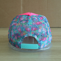 Gorra de béisbol de malla de 5 paneles Hot Pink Flamingo, ajustable con cierre a presión, transpirable, con visera curva, estilo camionero, ideal para verano, del fabricante.