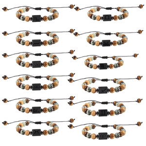 Conjunto de Pulseras Tejidas con Piedras Naturales de las Doce Constelaciones, Cuentas de Ojo de Tigre, Ajustables, Unisex, Regalo, Joyería - Product Image 5