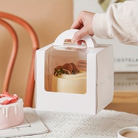 Bon prix Boîte à gâteau en carton blanc Fenêtre transparente en PVC Emballage de gâteau de bonbons Boîte à gâteau de boulangerie transparente avec poignée
