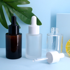 Botella de vidrio de 30ML, botella de suero de aceite esencial redonda esmerilada/transparente/ámbar con cuentagotas para Vasos - Product Image 3
