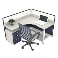 Poste de travail de bureau incurvé avec cloison, bureau informatique moderne en bois, table de séparation pour employés, ensemble de mobilier de bureau avec rangement