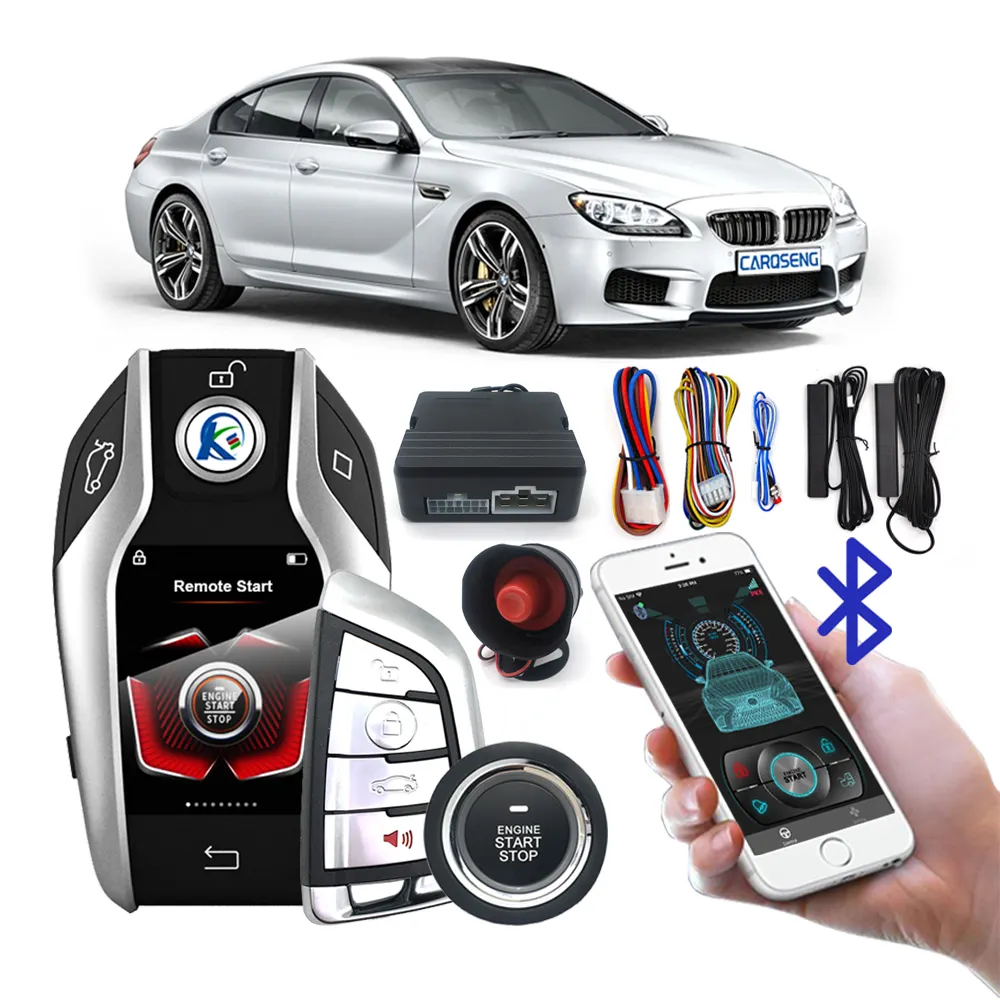 Car Alarms Remote Start Stop PKE Car Alarms System with Smart Touch Car Keys and BT Phone App Control