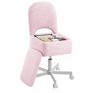 Rolanstar Modern Adjustable Height <strong>Office</strong> Chair Dressing Table Storage Living Room <strong>Stool</strong> Vanity Velour Home <strong>Office</strong> 5-Star Base - Product Image 1