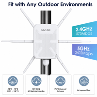 Point d'accès Wi-Fi 6 extérieur Wavlink AX3000, étanche IP67, double bande, extension de signal longue portée, PoE 48V pour ferme et cour