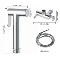 YISHUI Kit de douche bidet mural moderne à double fonction avec pulvérisateur shattaf, en laiton haut de gamme chromé, pour toilettes