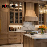 Ensemble d'armoires de cuisine modulaires en bois massif sur mesure de luxe, style classique, armoire îlot, fabricant de meubles de cuisine pour villa