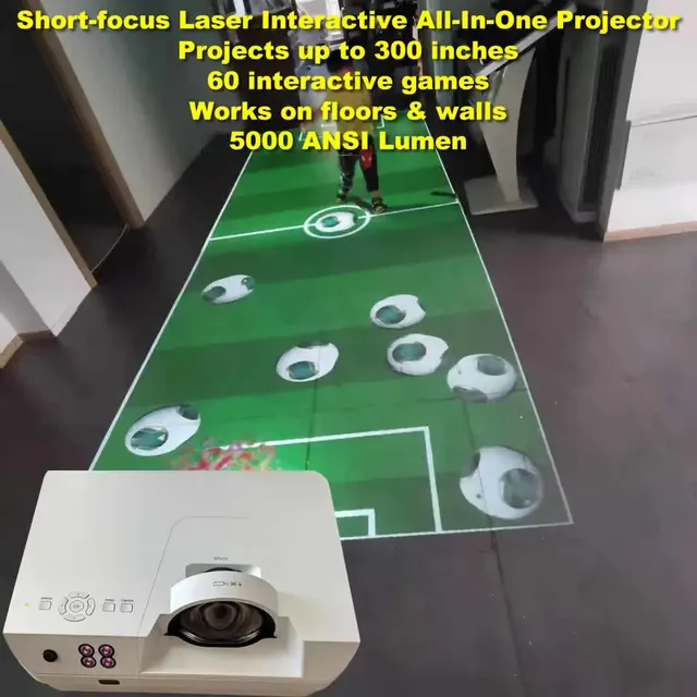 5000 ANSI Lumen 1080P Interactive Laser Projector 60 Games Projection System for Kids Business Education Use All-in-One Short