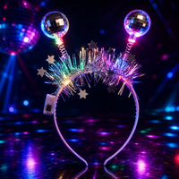 Serre-tête LED Lumineux Boule Disco Clignotante Miroir à Ressort Bobble Bopper pour Fête Rétro Années 70, Cadeaux de Fête, Déguisement