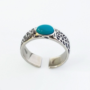 Classic Sterling <b>Silver</b> Turquoise Egg-Shaped <b>Eternity</b> <b>Ring</b> for Women Daily Wear 69mm Great Value Model SSJZ0950 Made in China - Product Image 1