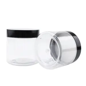 2盎司150毫升4盎司8盎司黑色盖子透明包装容器宠物塑料梅森身体霜铝盖化妆品罐