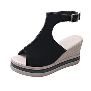 Women European and American Style Wedge <b>Sandals</b> Summer New Thick Sole Platform Hollow Buckle Peep Toe <b>Sandals</b> - Product Image 5